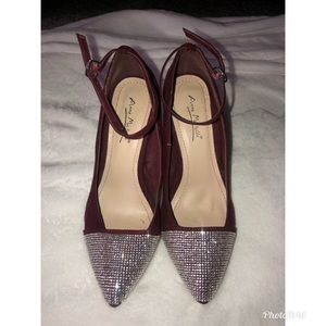 Burgundy Heels with silver
